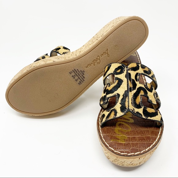 Sam Edelman Regis Leopard Wedge Mule Sandals Sz 10 - Picture 6 of 11